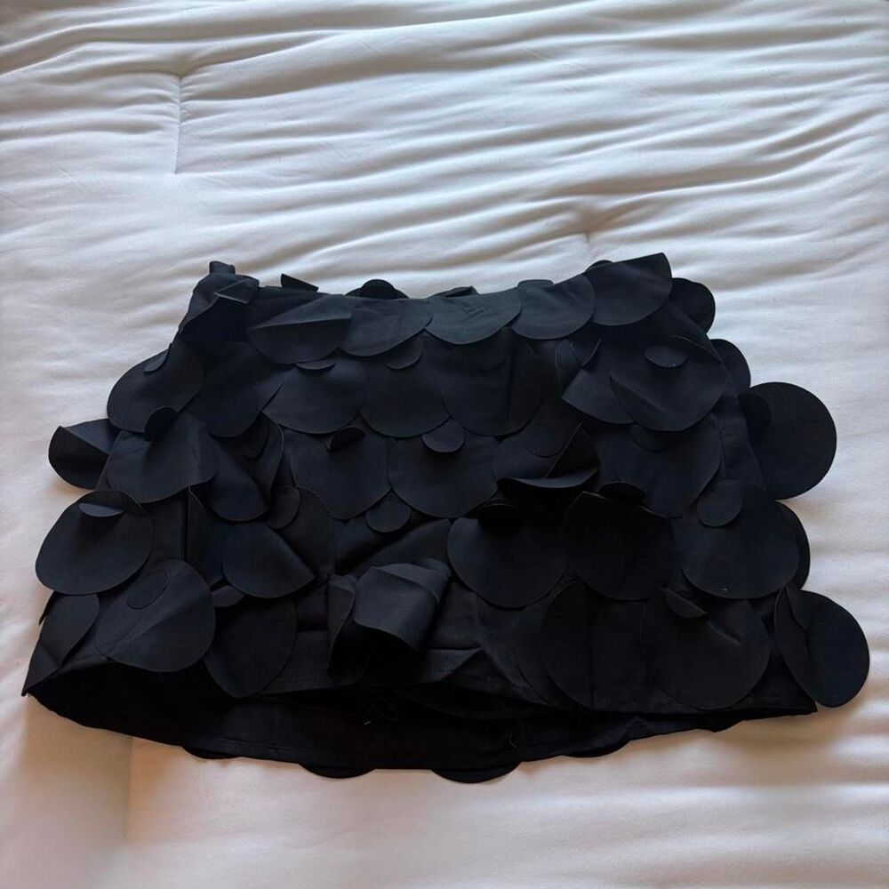 BOUTIQUE Black Ruffle Circle Mini Skirt Flowy Festival Going Out Size Medium
